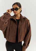 Amelia Faux Suede Jacket | Brunette Brown