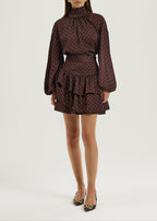 Anais Tiered Polka Vibe Skirt | Merlot