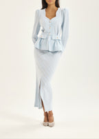Anastasia Knitted Peplum Jacket | Pastel Blue