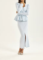 Anastasia Cable Knitted Skirt | Pastel Blue