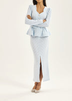 Anastasia Knitted Peplum Jacket | Pastel Blue