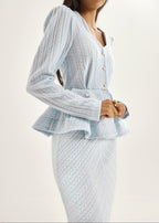 Anastasia Cable Knitted Skirt | Pastel Blue
