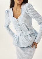 Anastasia Knitted Peplum Jacket | Pastel Blue