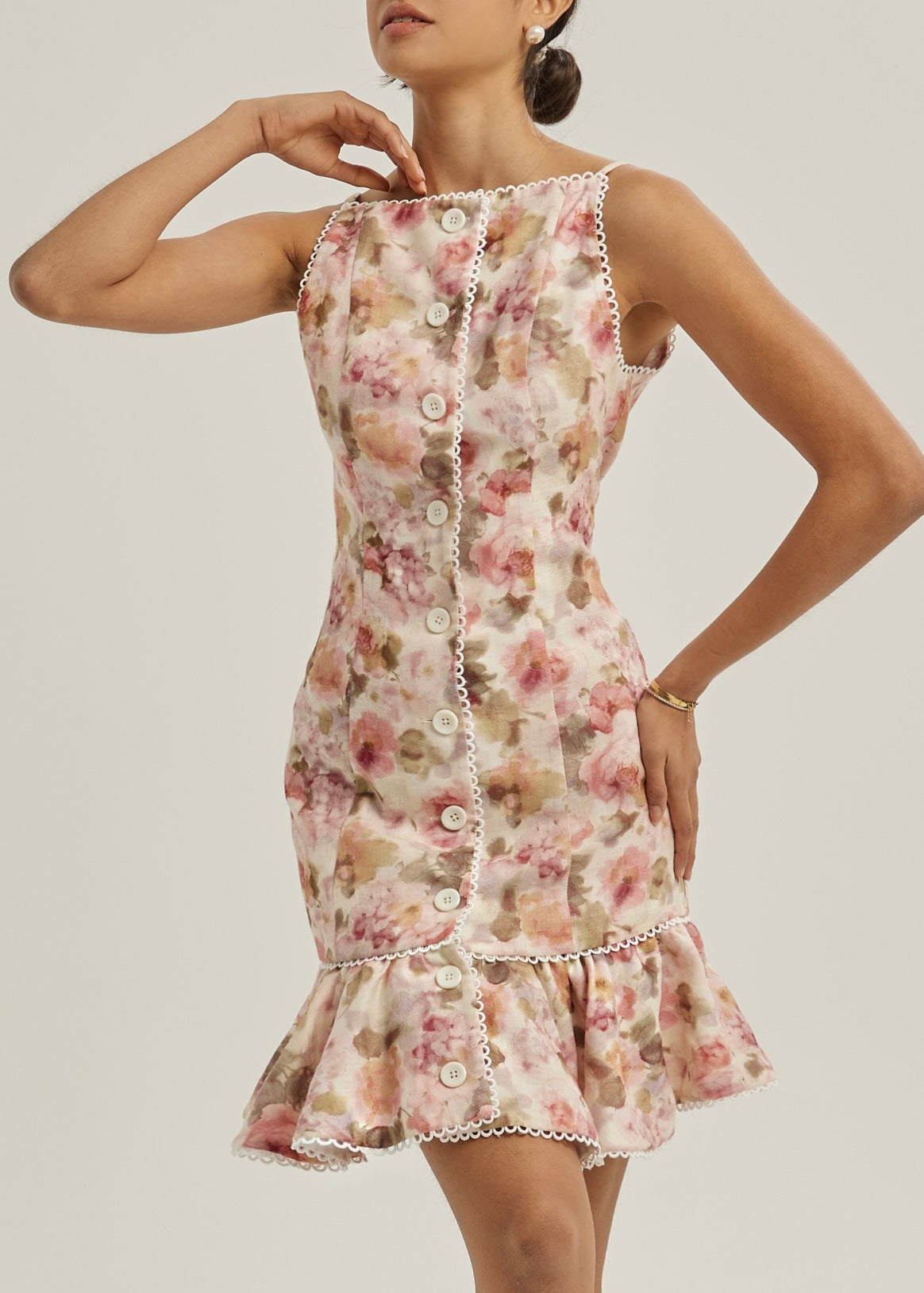 Anna Floral Button Up Dress | Pink