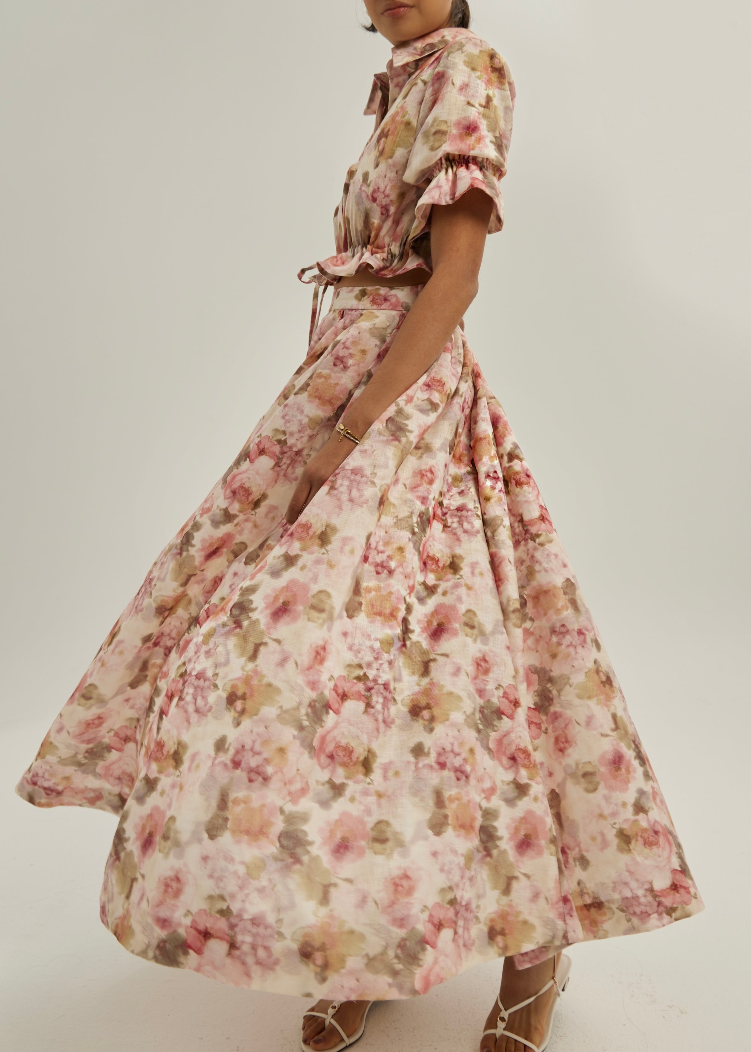 Anna Floral Tie Shirt | Pink