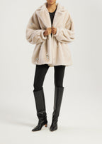 Alps Jewel Cinch Waist Fur Coat | Latte