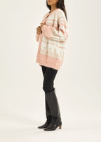 Aspen Fairisle Cosy Cardigan | Dusky Pink