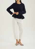 Aurora Peplum Soft Knit Cardigan | Navy