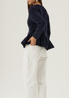 Aurora Peplum Soft Knit Cardigan | Navy