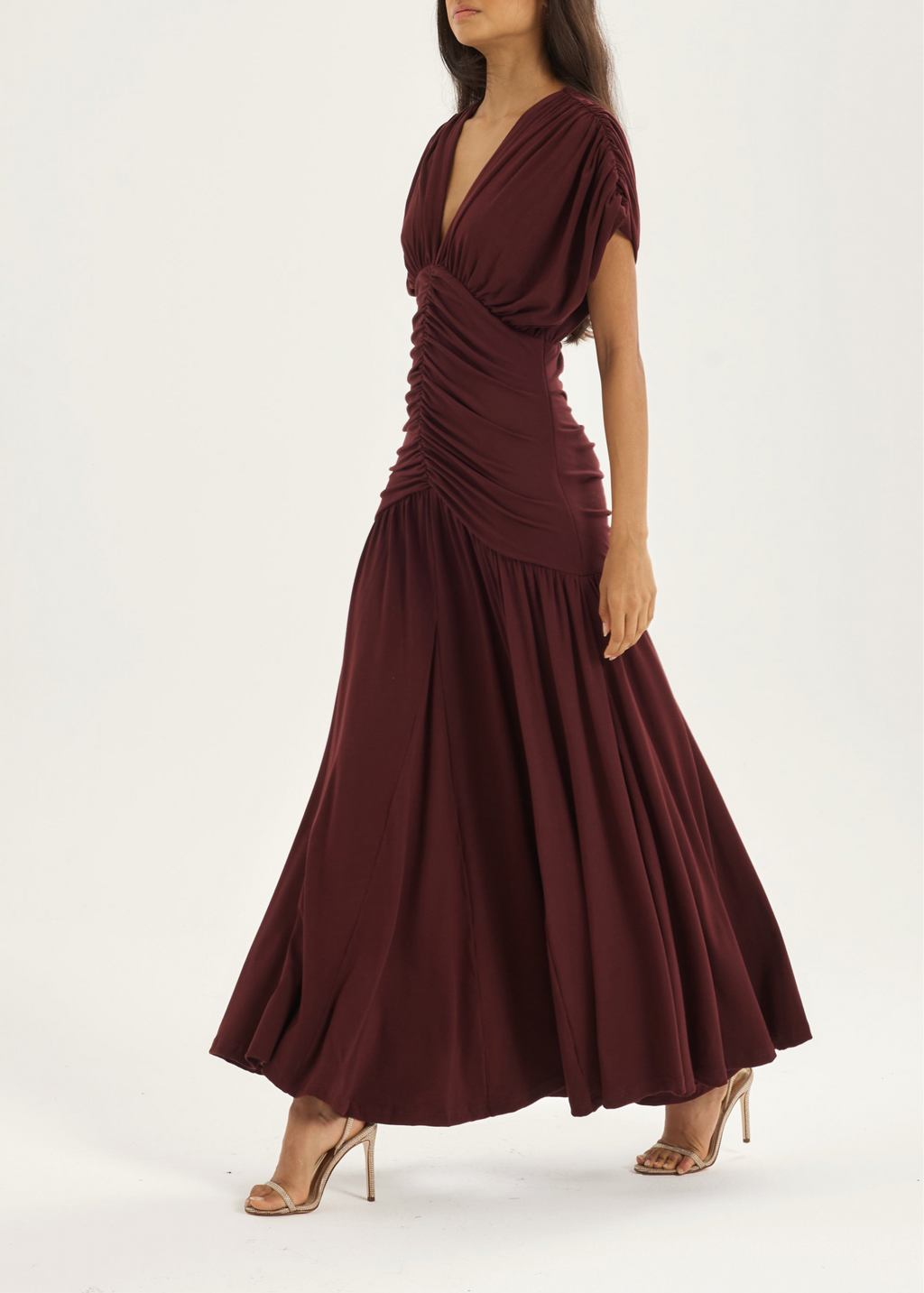 Alaina Ruched Panel Dream Dress | Merlot