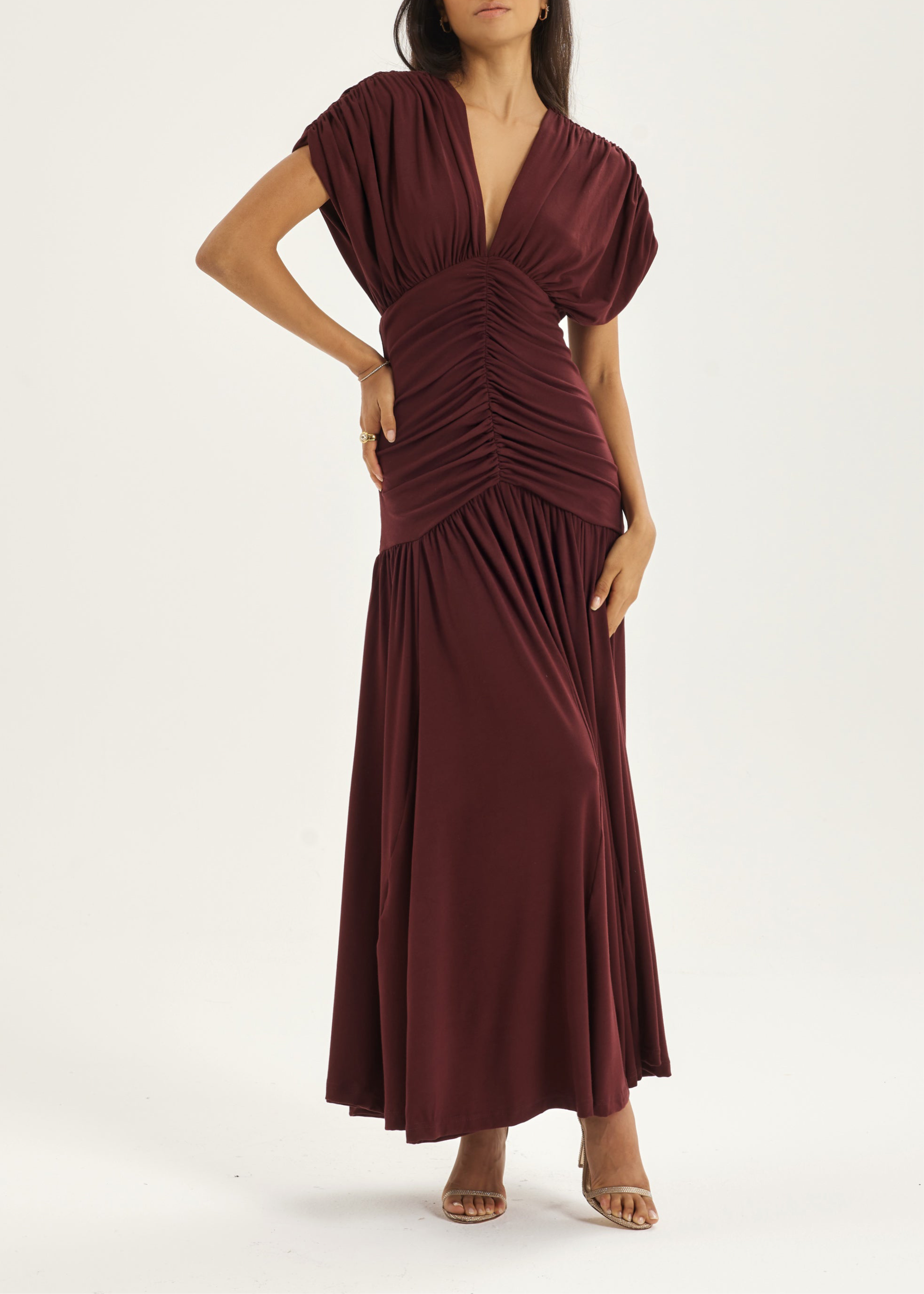 Alaina Ruched Panel Dream Dress | Merlot
