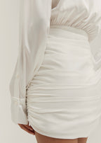 Tyler Premium Satin Shirt Dress | Ivory