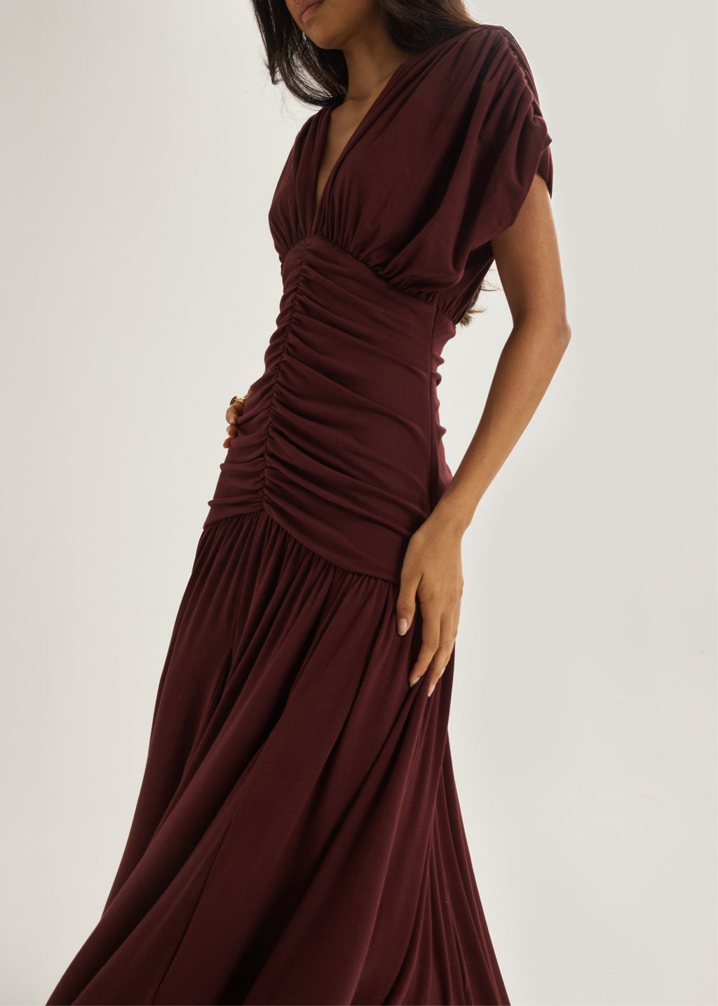 Alaina Ruched Panel Dream Dress | Merlot