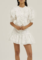 Laney 3D Floral Appliqué Blouse | Island White