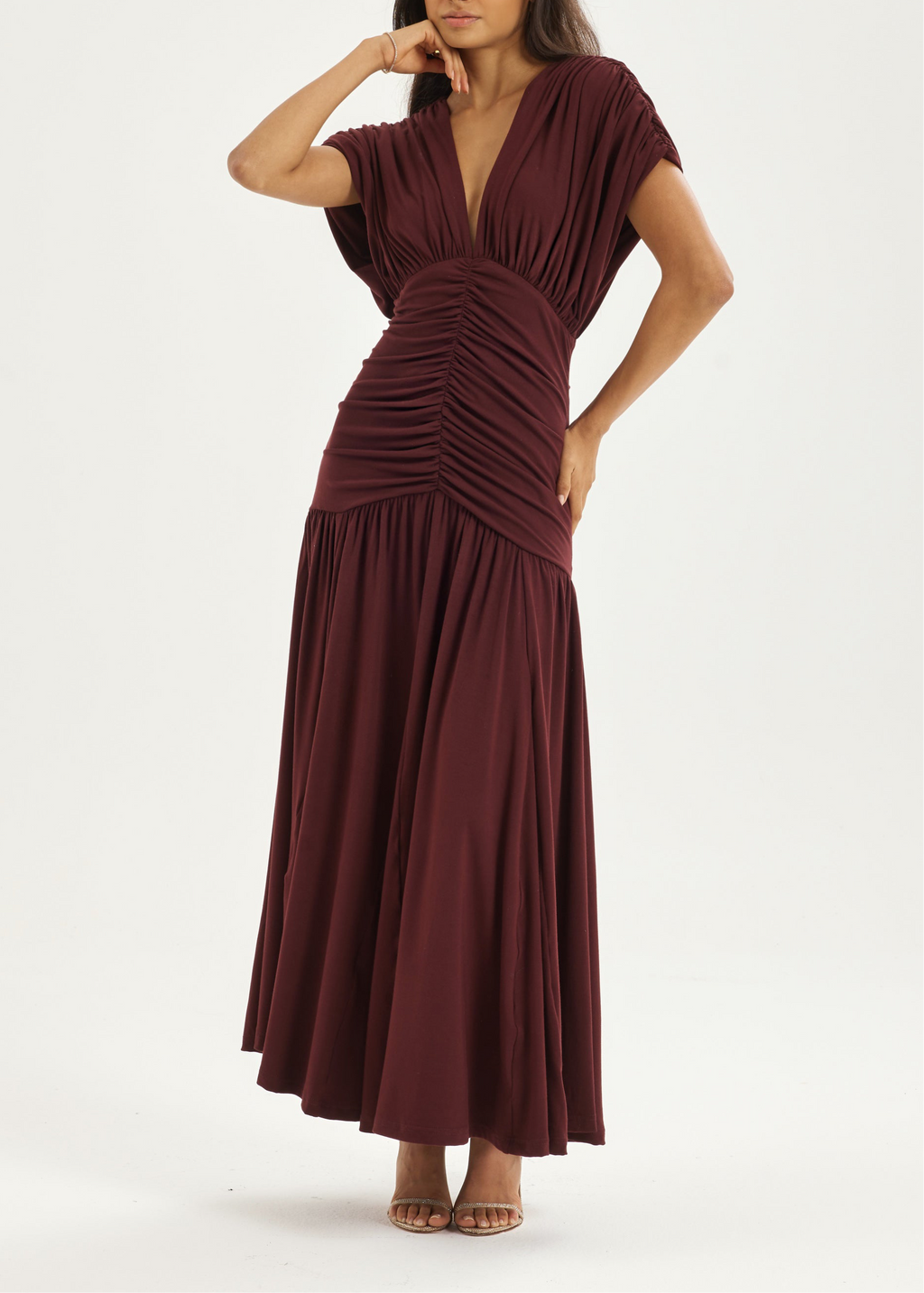 Alaina Ruched Panel Dream Dress | Merlot