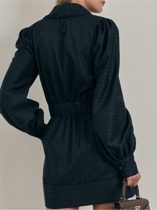 Zoe Pinstripe Dress | Navy