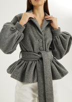 Bloomsbury Peplum Wool Trench Jacket  | Grey