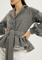 Bloomsbury Peplum Wool Trench Jacket  | Grey