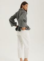 Bloomsbury Peplum Wool Trench Jacket  | Grey