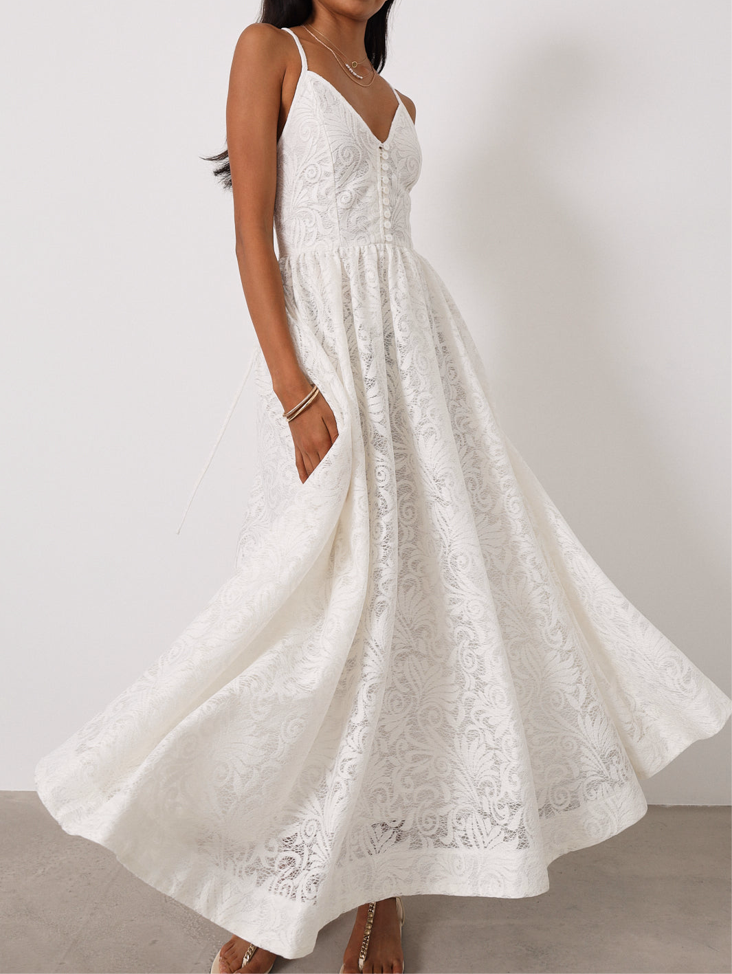 Trudie Lace Destination Maxi Dress  | White