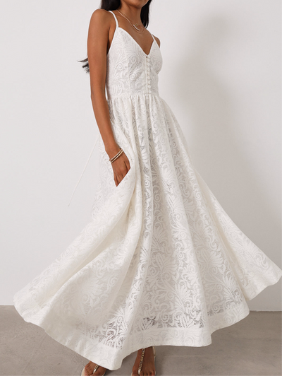 Trudie Lace Destination Maxi Dress  | White