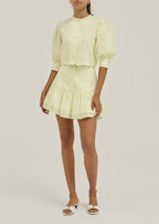 Laney Tiered Linen Frill Skort | Pastel Lemon
