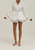 Izzy Contrast Edge Double Layer Skort | White/Blue
