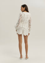 Camille Cutwork Peplum Blouse | White