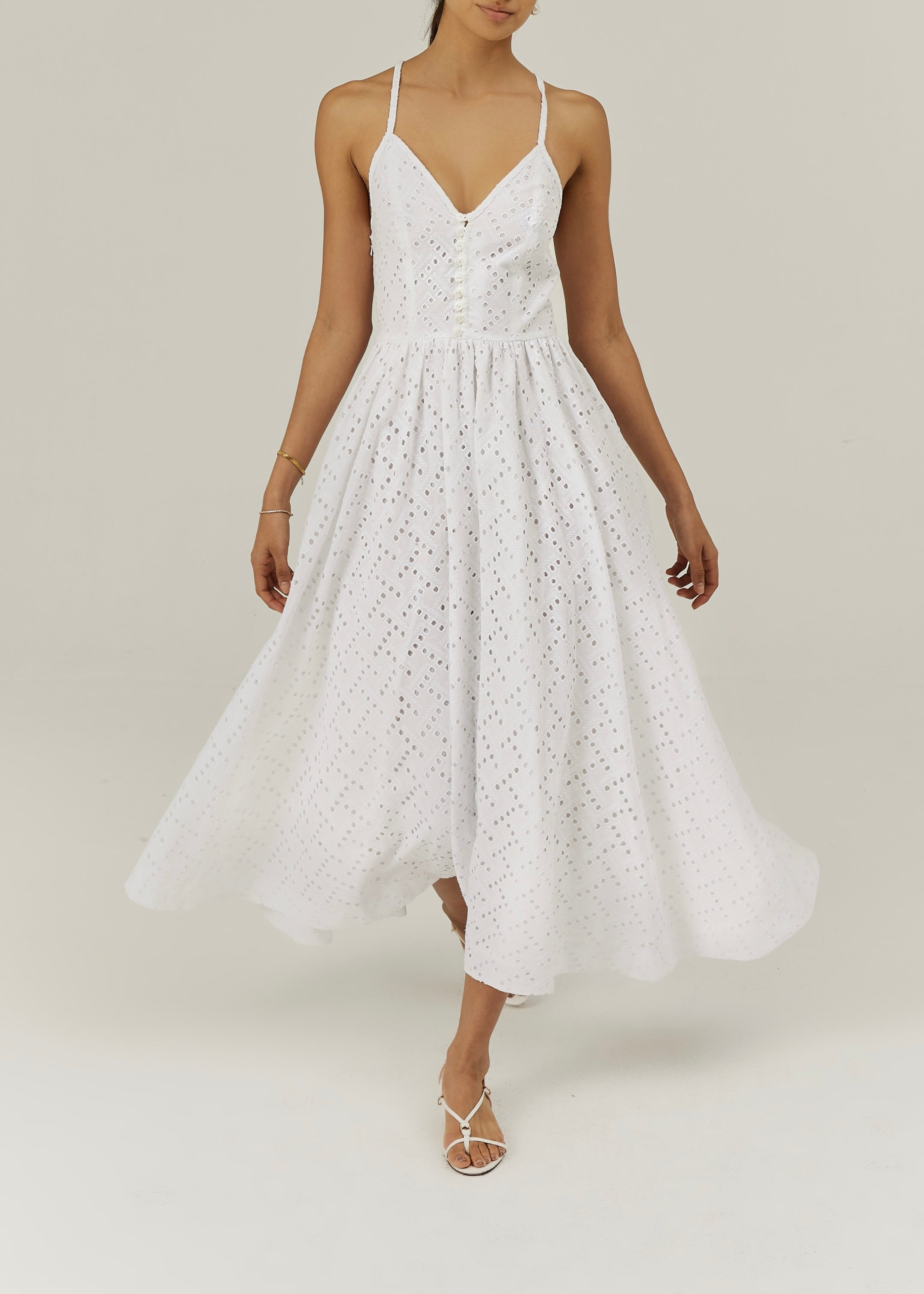 Carrie Cutwork Resort Maxi Dress | White