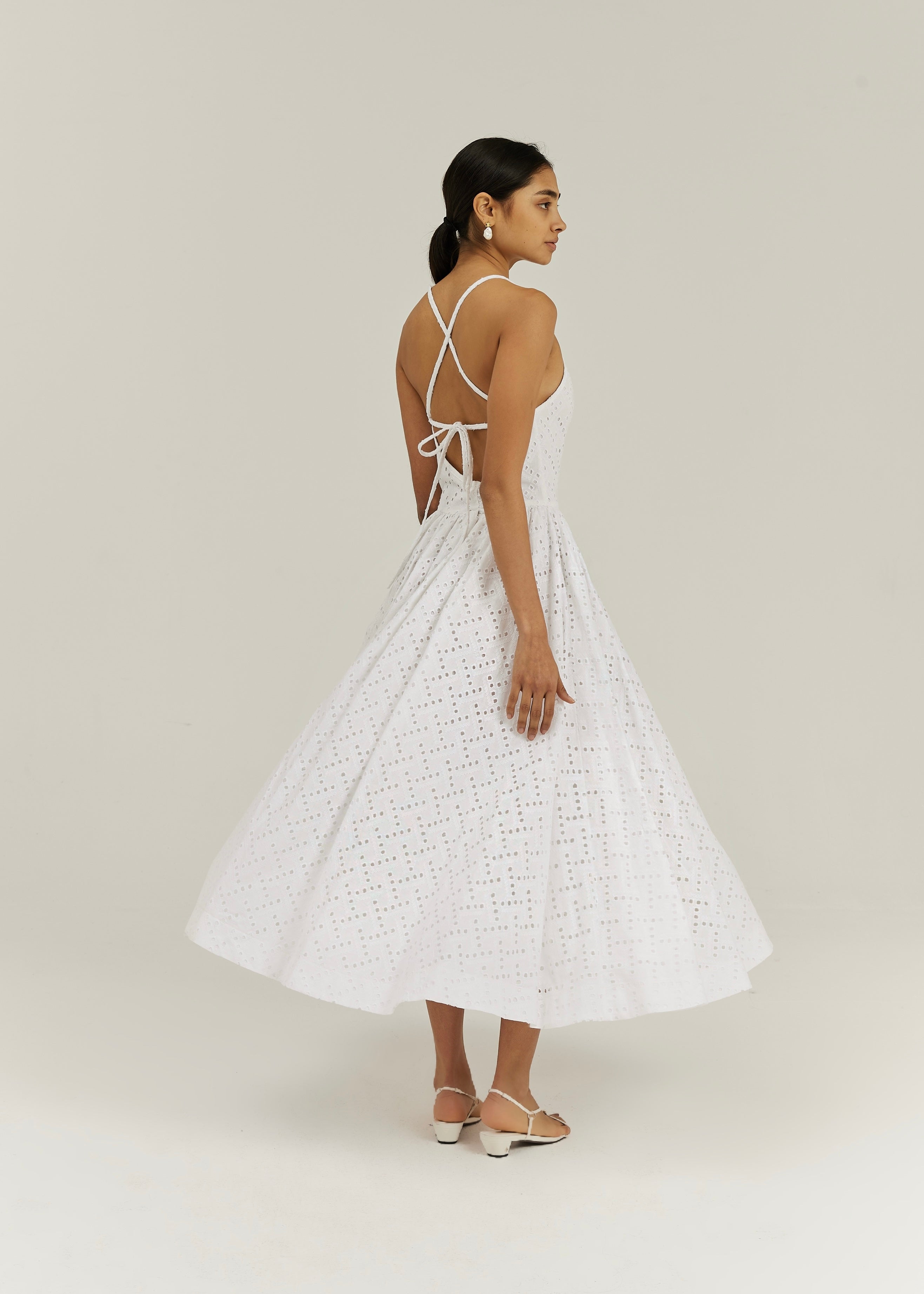 Carrie Cutwork Resort Maxi Dress | White