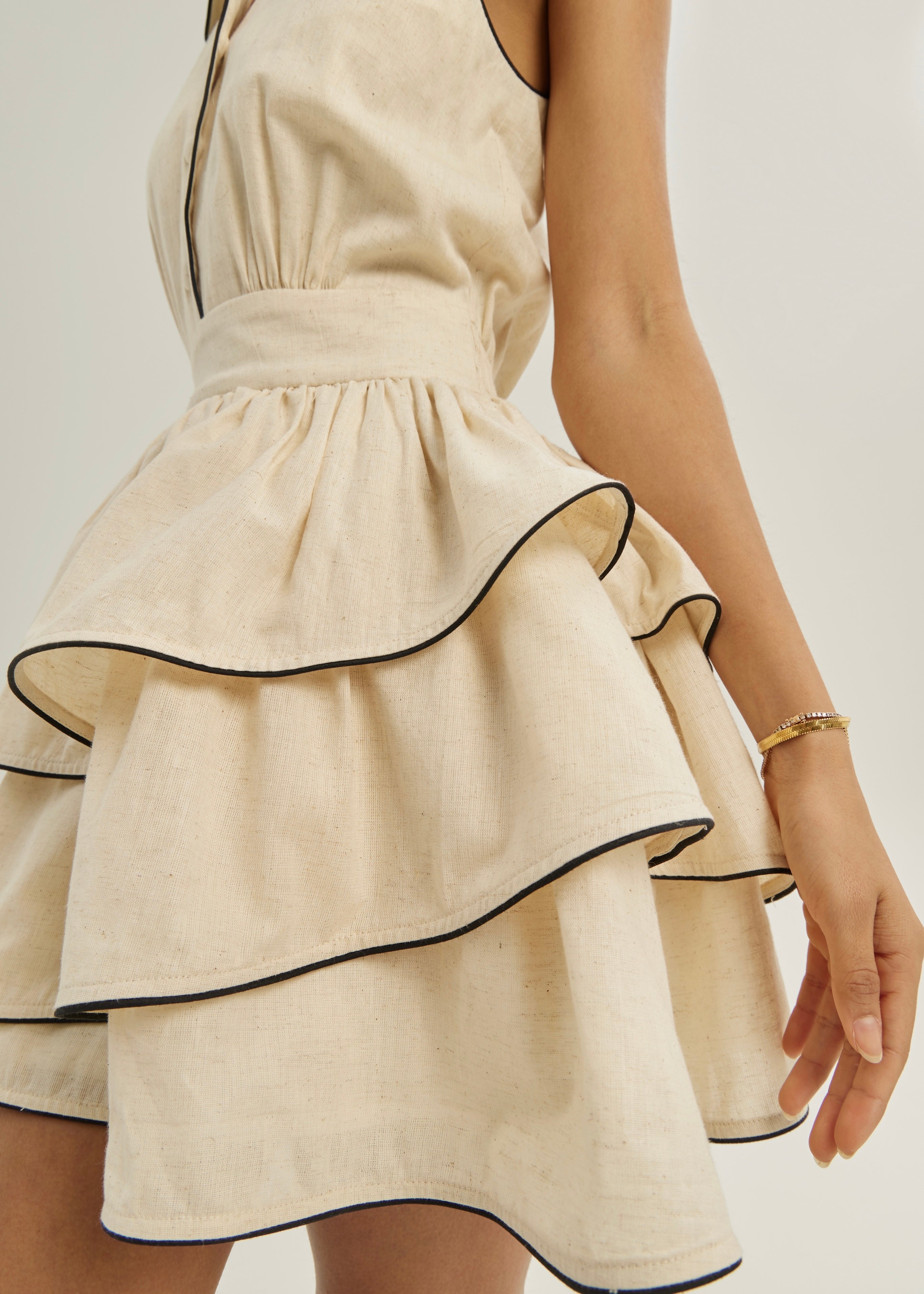 Cassella Tiered Elevate Dress | Almond & Beige