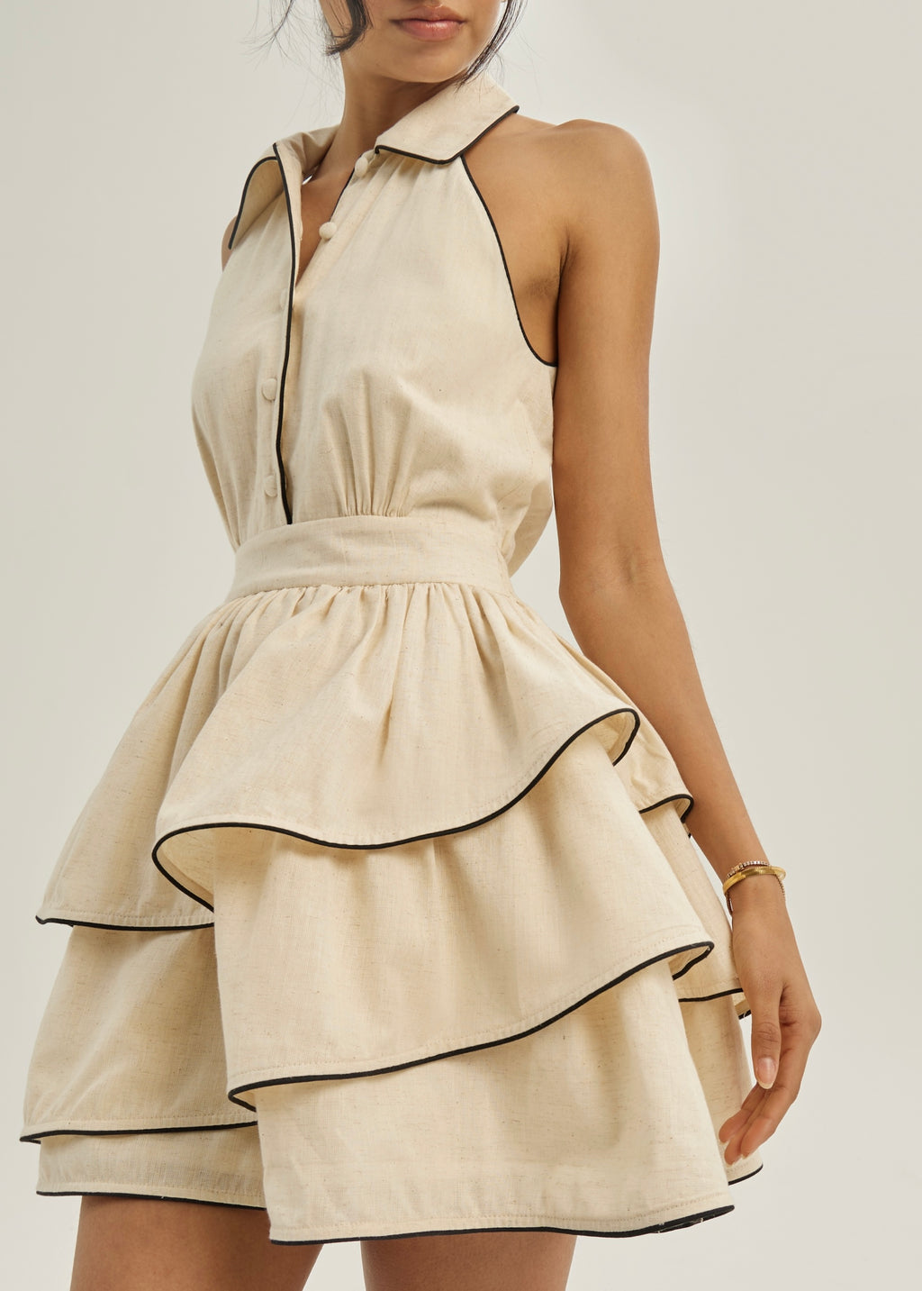 Cassella Tiered Elevate Dress | Almond & Beige