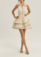Cassella Tiered Elevate Dress | Almond & Beige