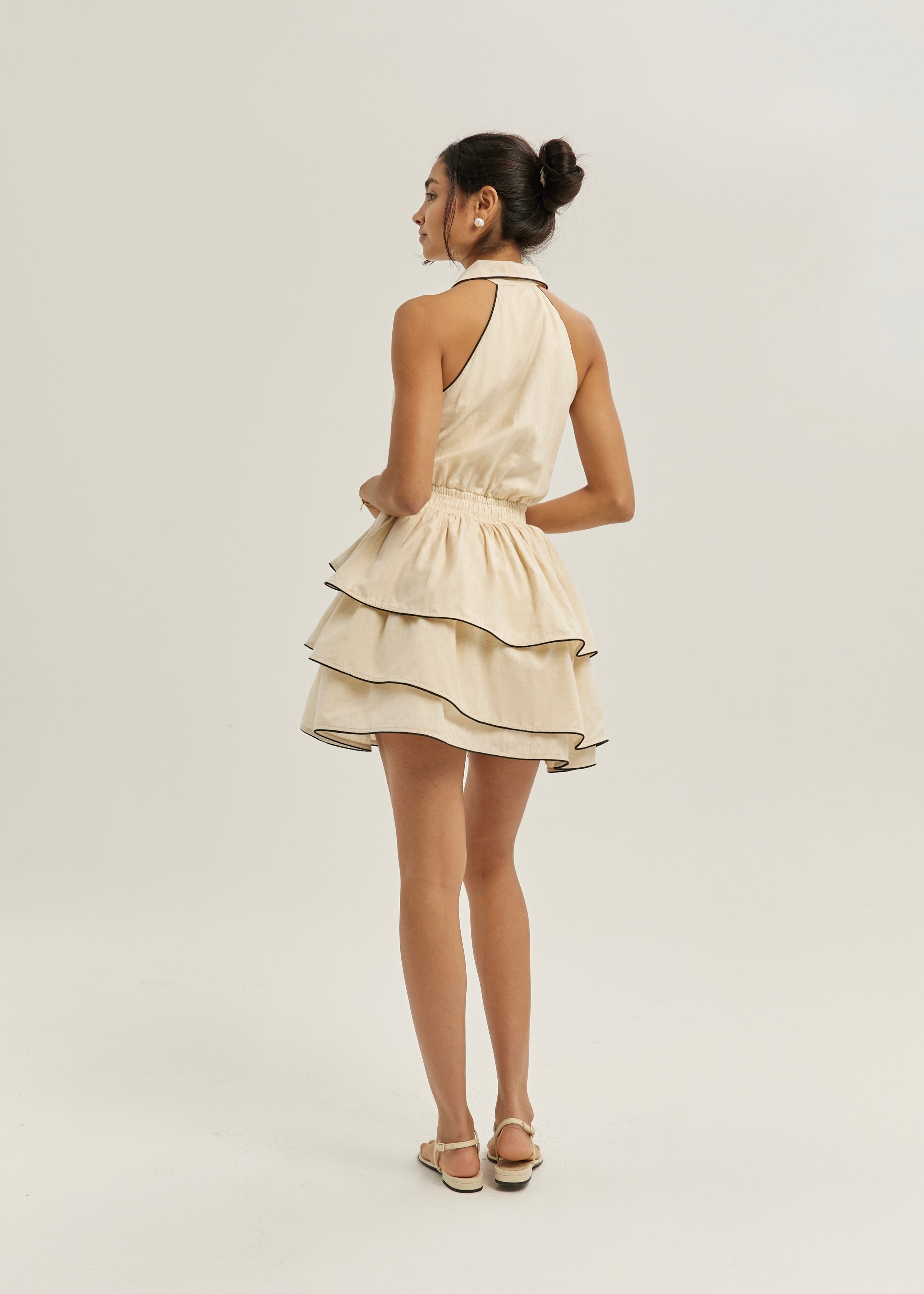 Cassella Tiered Elevate Dress | Almond & Beige