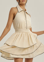 Cassella Tiered Elevate Dress | Almond & Beige