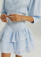 Cassidy Luxe Frill Dress | Blue/White