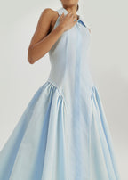 Cassimi Linen Icon Dress | Pastel Blue/White