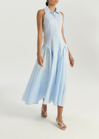 Cassimi Linen Icon Dress | Pastel Blue/White