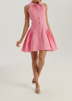 Cassimi Linen Icon Dress | Sky Pink/White