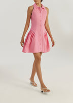 Cassimi Linen Icon Dress | Sky Pink/White