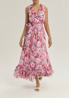 Chantal Floral Tie Wrap Maxi Dress | Pink