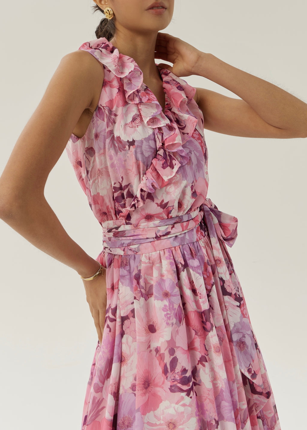 Chantal Floral Tie Wrap Maxi Dress | Pink