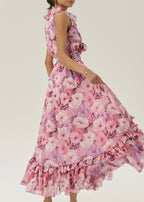 Chantal Floral Tie Wrap Maxi Dress | Pink