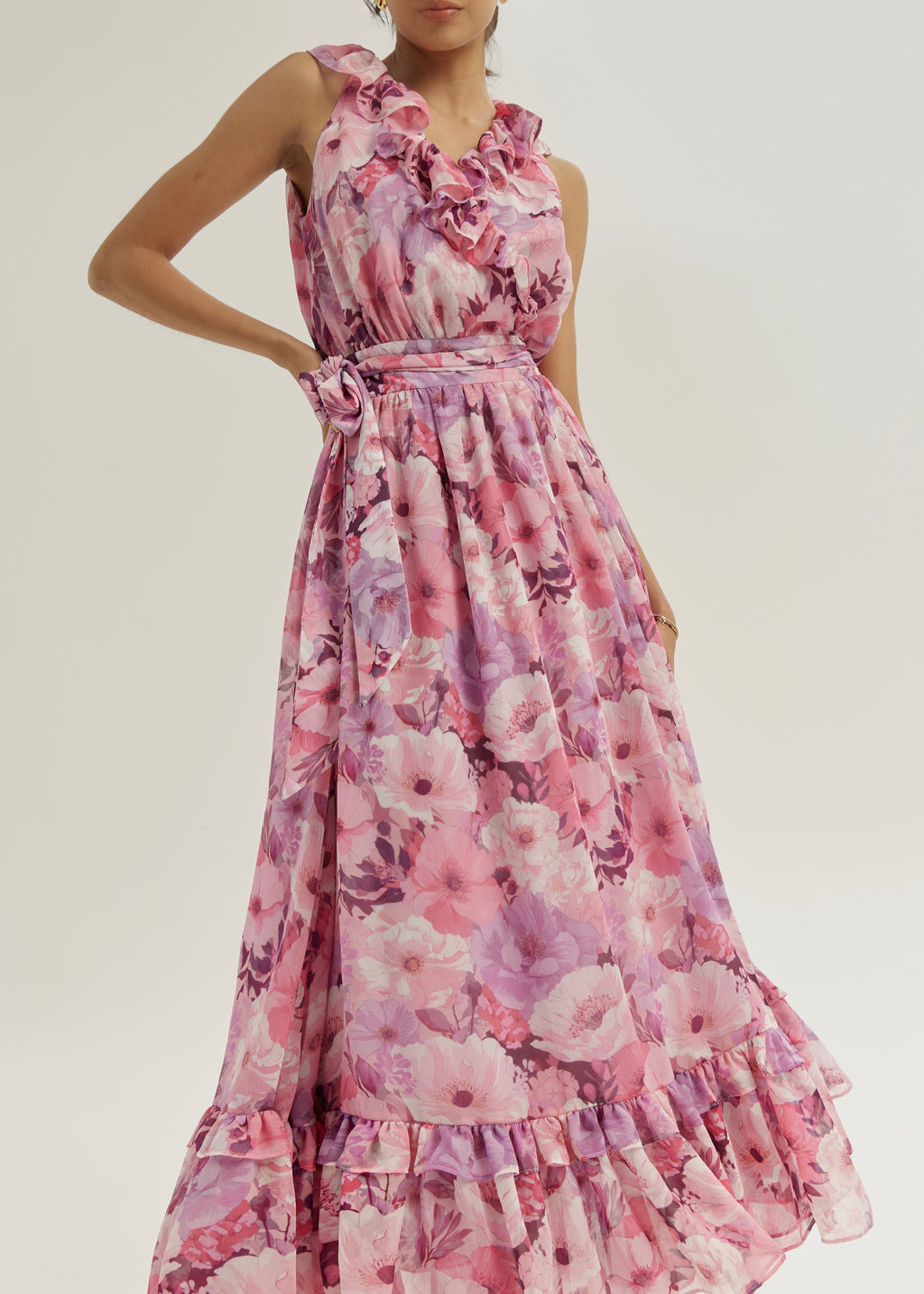 Chantal Floral Tie Wrap Maxi Dress | Pink