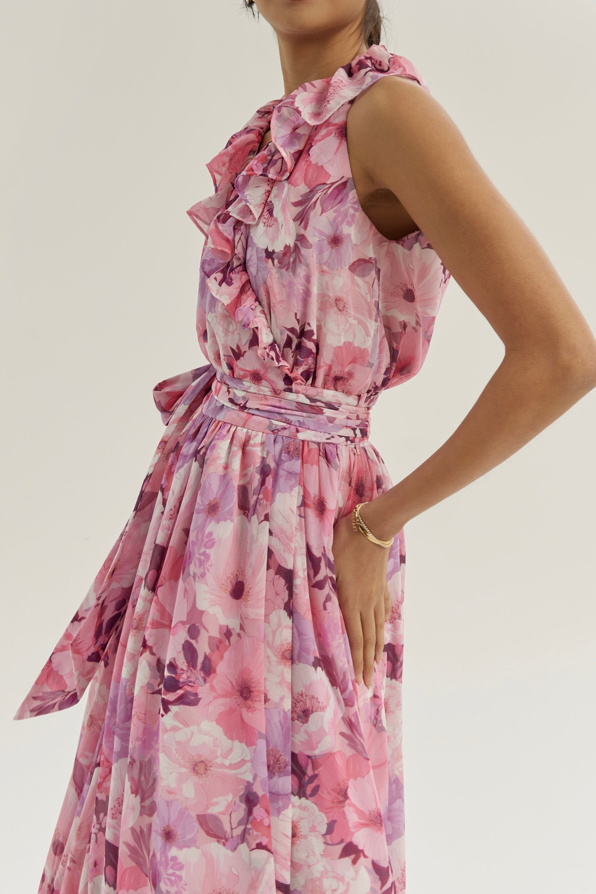 Chantal Floral Tie Wrap Maxi Dress | Pink