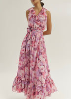 Chantal Floral Tie Wrap Maxi Dress | Pink