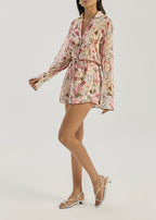 Charmaine Floral Semi Sheer Shirt | Pink Mix
