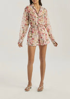 Charmaine Floral Semi Sheer Shirt | Pink Mix