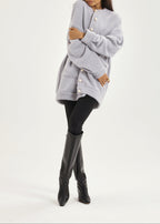 Corrine Pearl Button Cardigan Coat | Grey