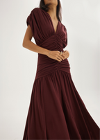 Alaina Ruched Panel Dream Dress | Merlot